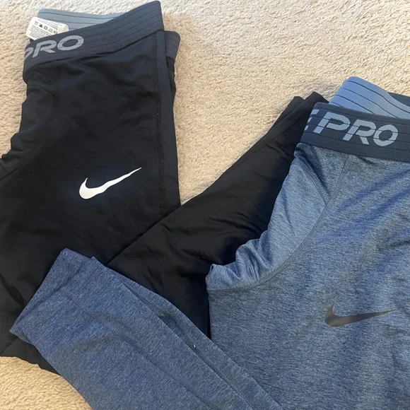 Nike Men’s Pro Leggings. Pair of two - Black and Blue. Large. Almost New. - Picture 7 of 8